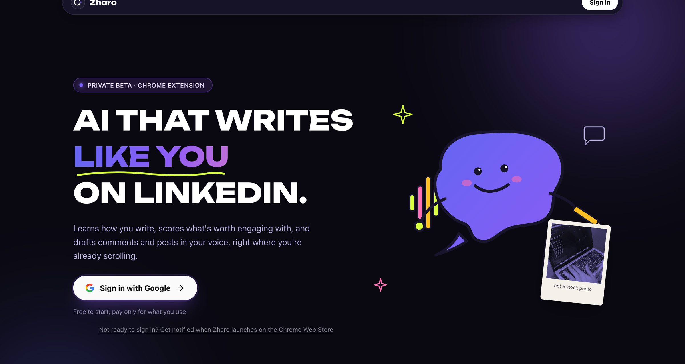 Zharo scoring and drafting inside the LinkedIn feed